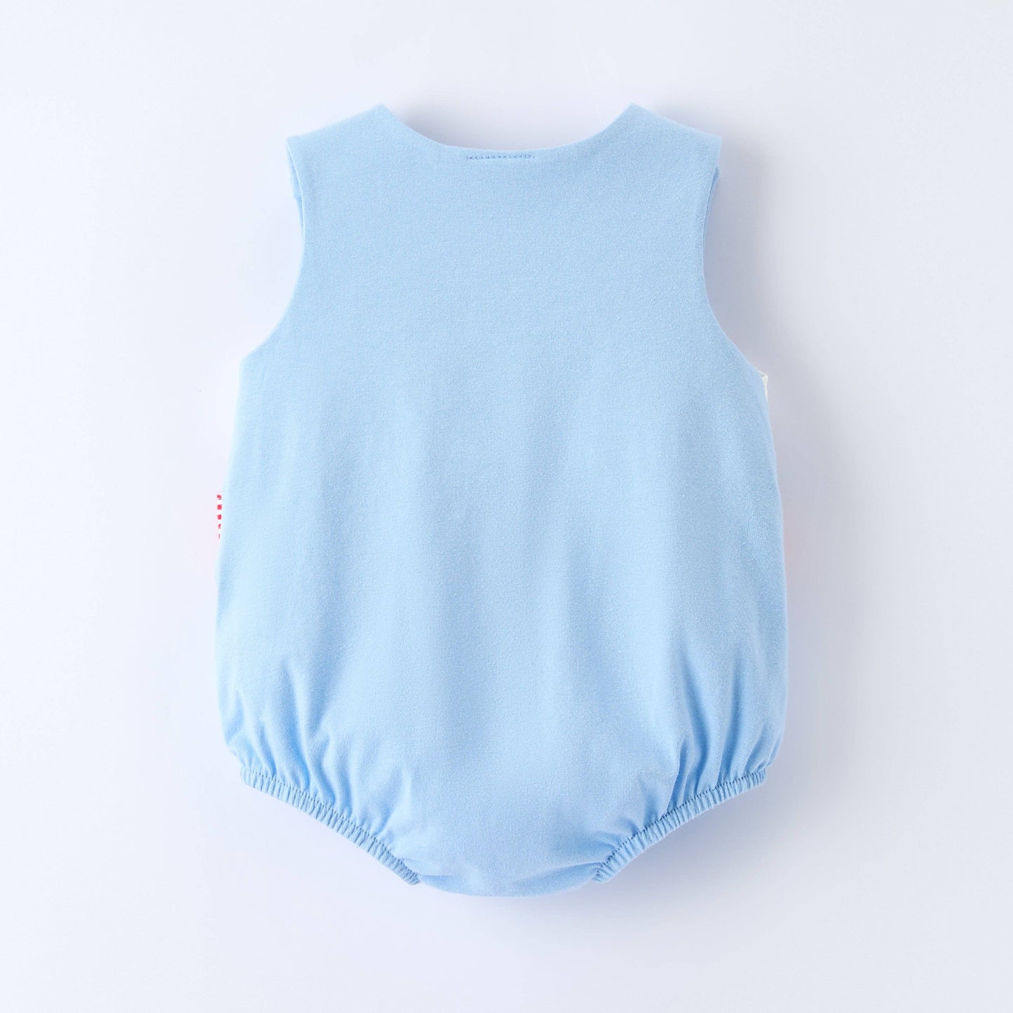 Boys Baby Summer Baseball Smocked Embroidery Blue Romper
