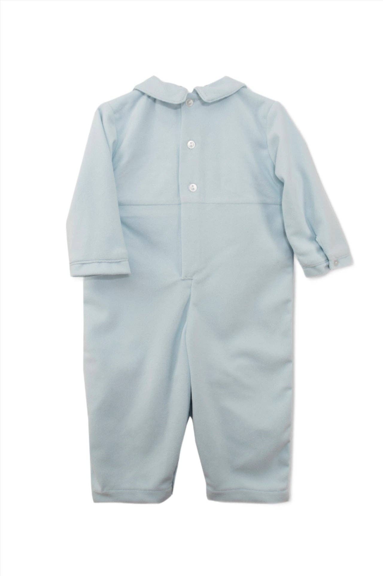 Smocked Teddy Bear Blue Baby Boy Longall