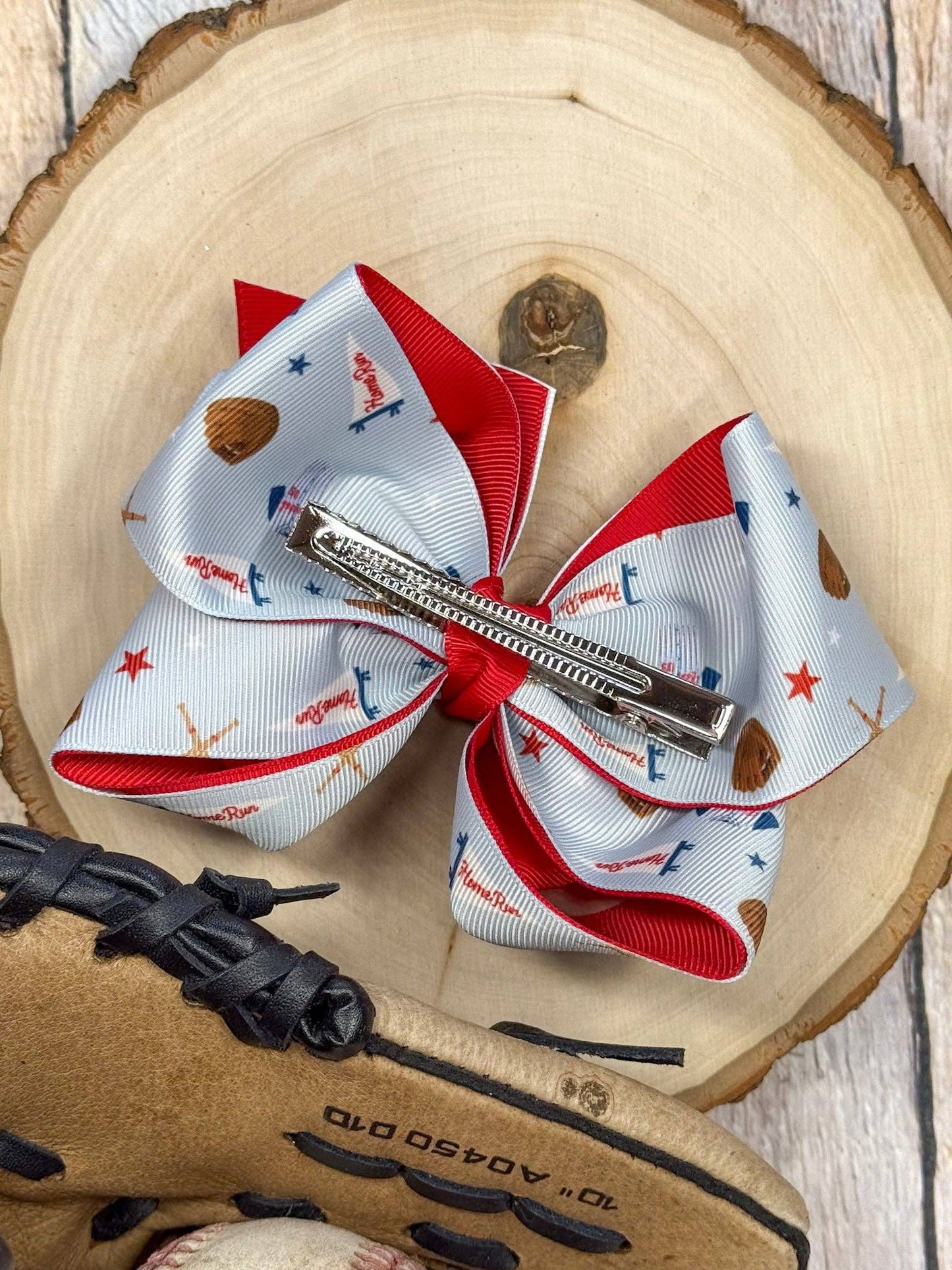All-Star Double Layer Baseball Print Bow