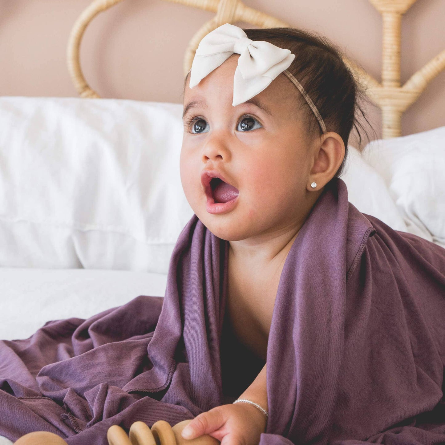 Knit Swaddle Blanket - Plum