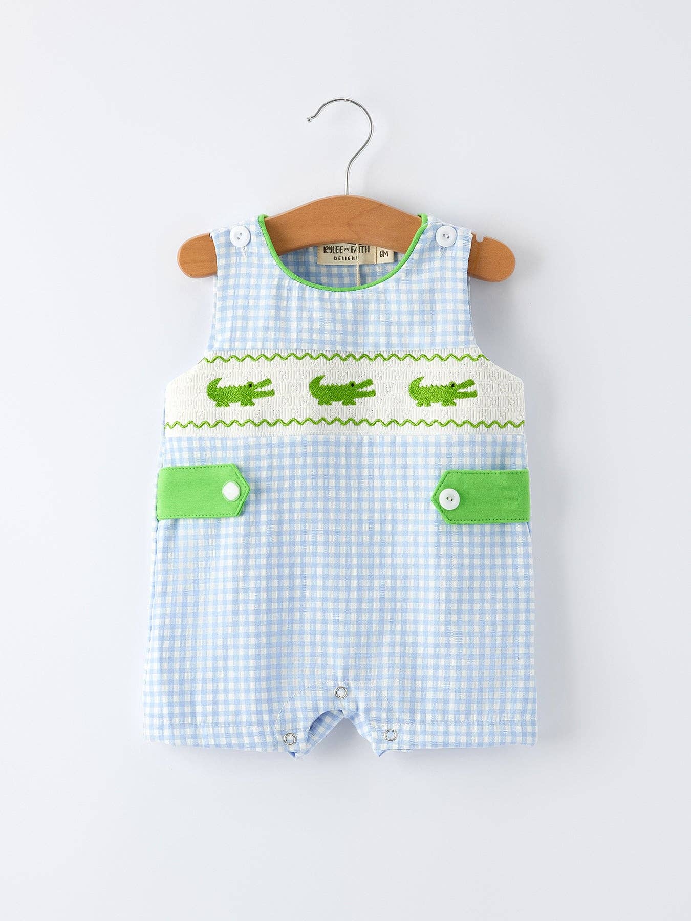 Baby Boys Crocodile Embroidered Smocked Romper