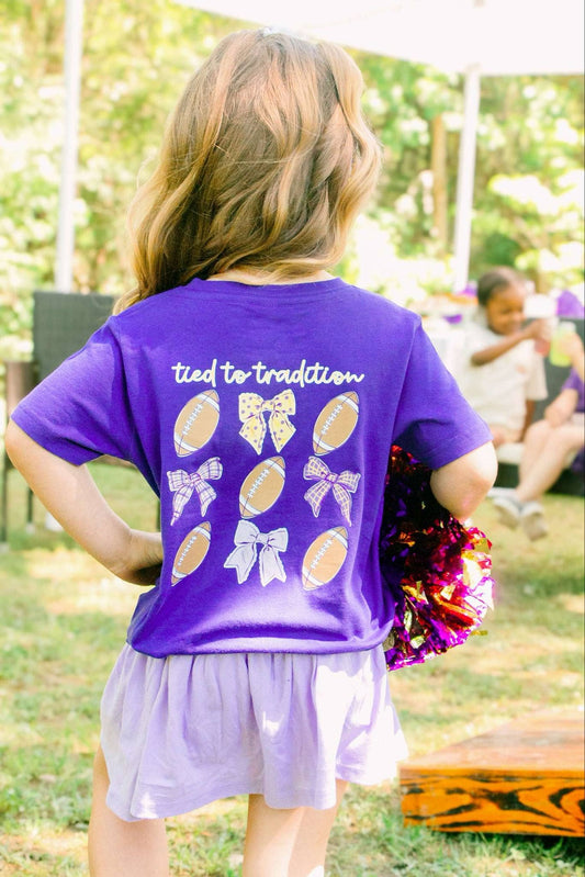 Tied to Tradition | Purple + Gold | Football Kid’s Tee