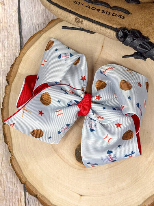 All-Star Double Layer Baseball Print Bow