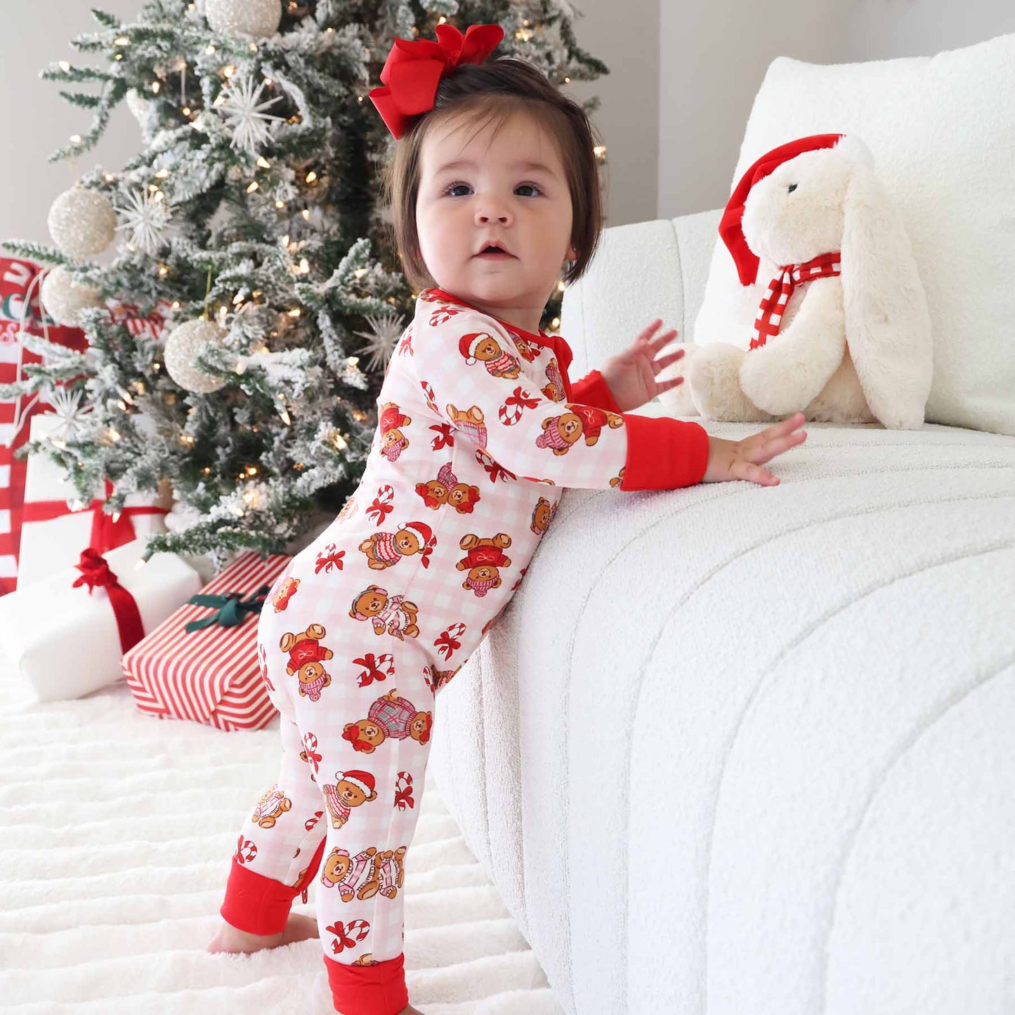Beary Christmas Convertible Zip Romper | Pink