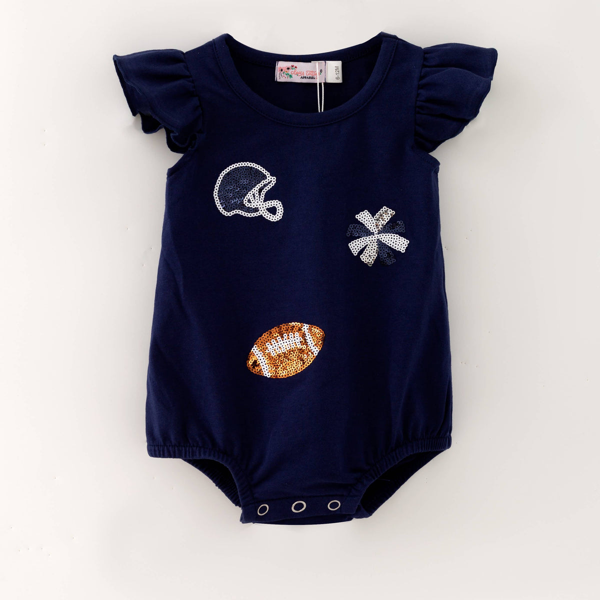 Navy Football Sequin Baby Bubble