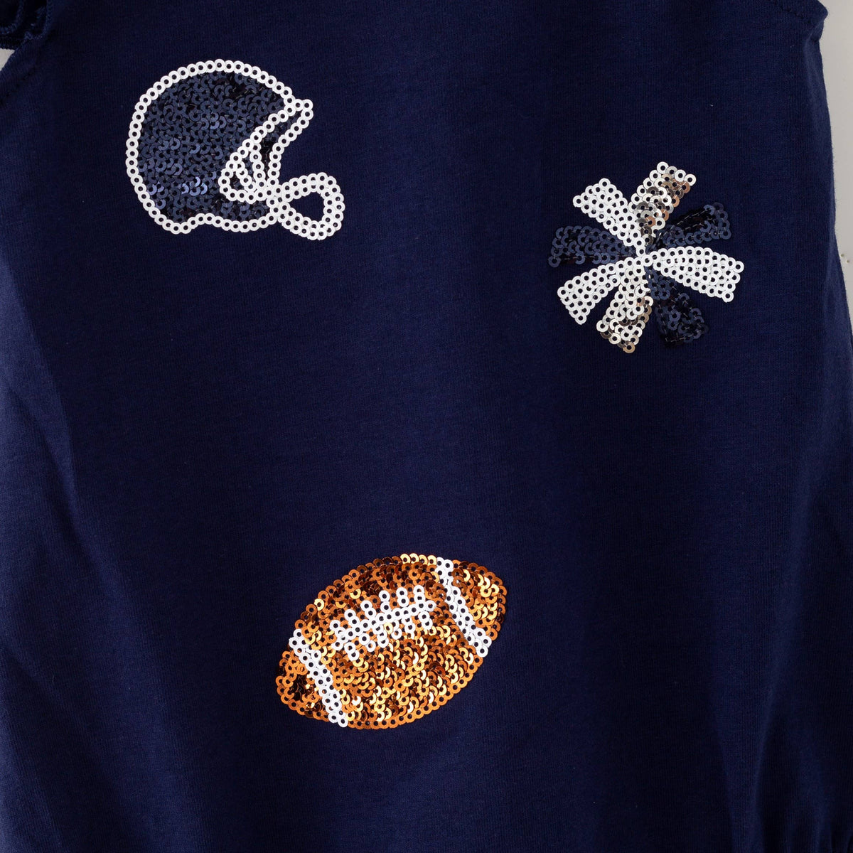 Navy Football Sequin Baby Bubble