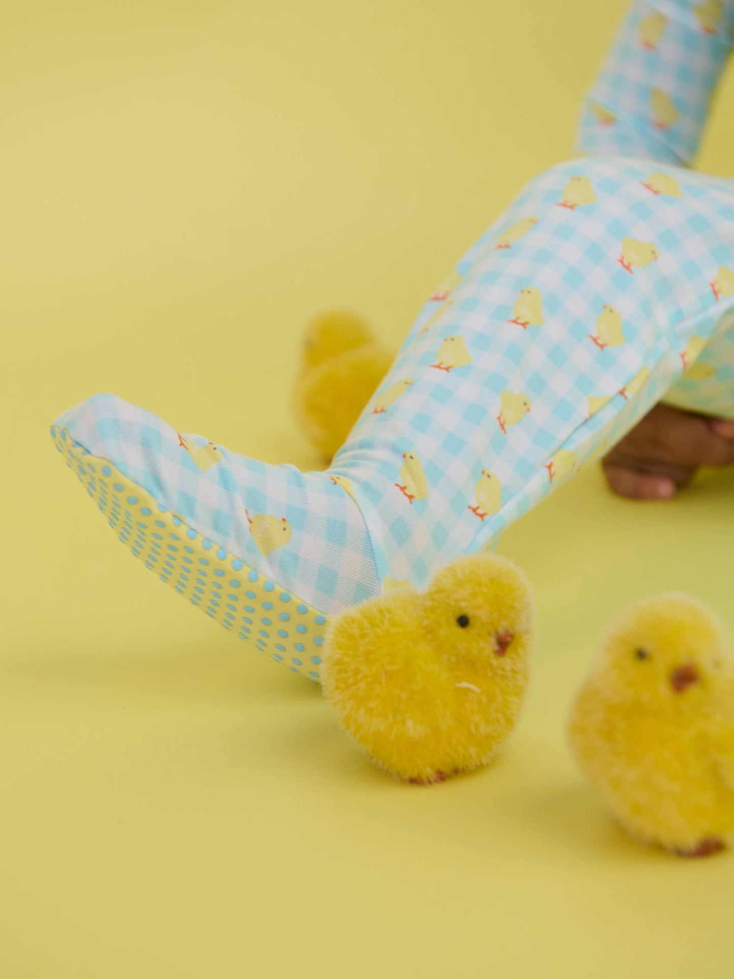 SoftSnooze™ Baby Cotton Modal Chirping Chicks Gingham Footed One Piece Pajama