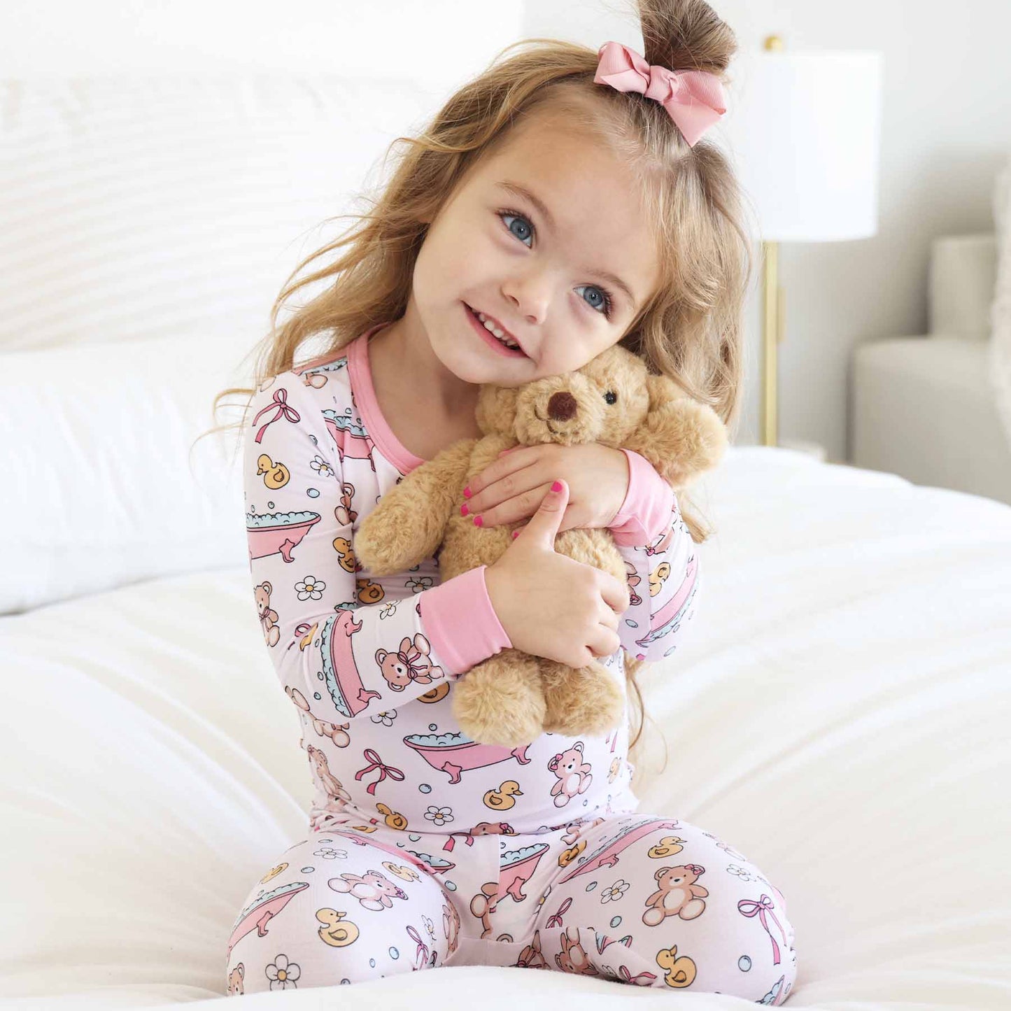 Bathtime Besties Two Piece Pajama Set | Pink