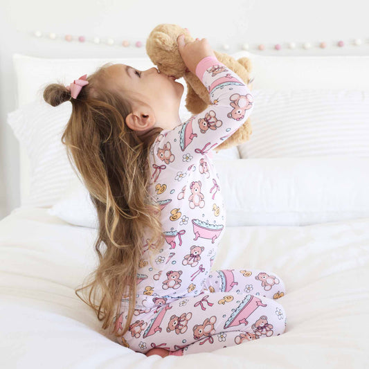 Bathtime Besties Two Piece Pajama Set | Pink