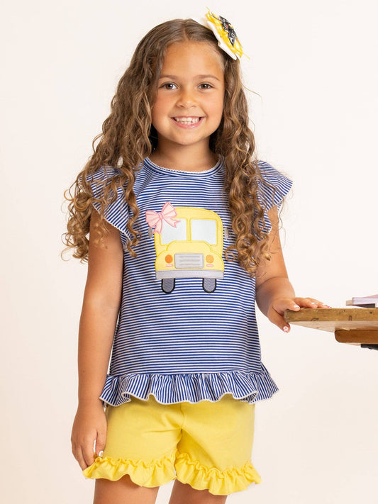 Sweet Traveler Bus Embroidered Ruffle Outfit