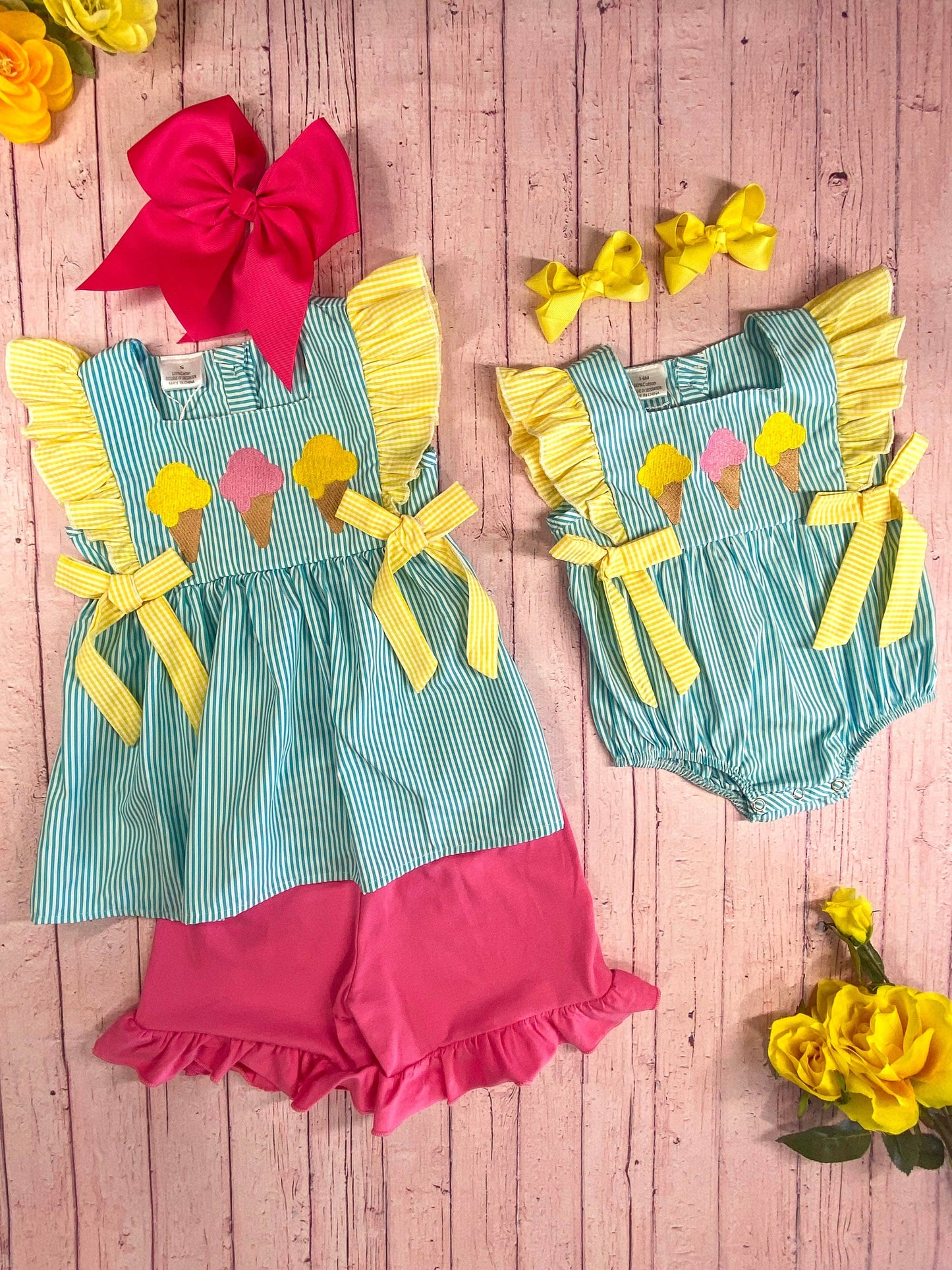 Ice Cream Ruffles & Bows Infant Romper