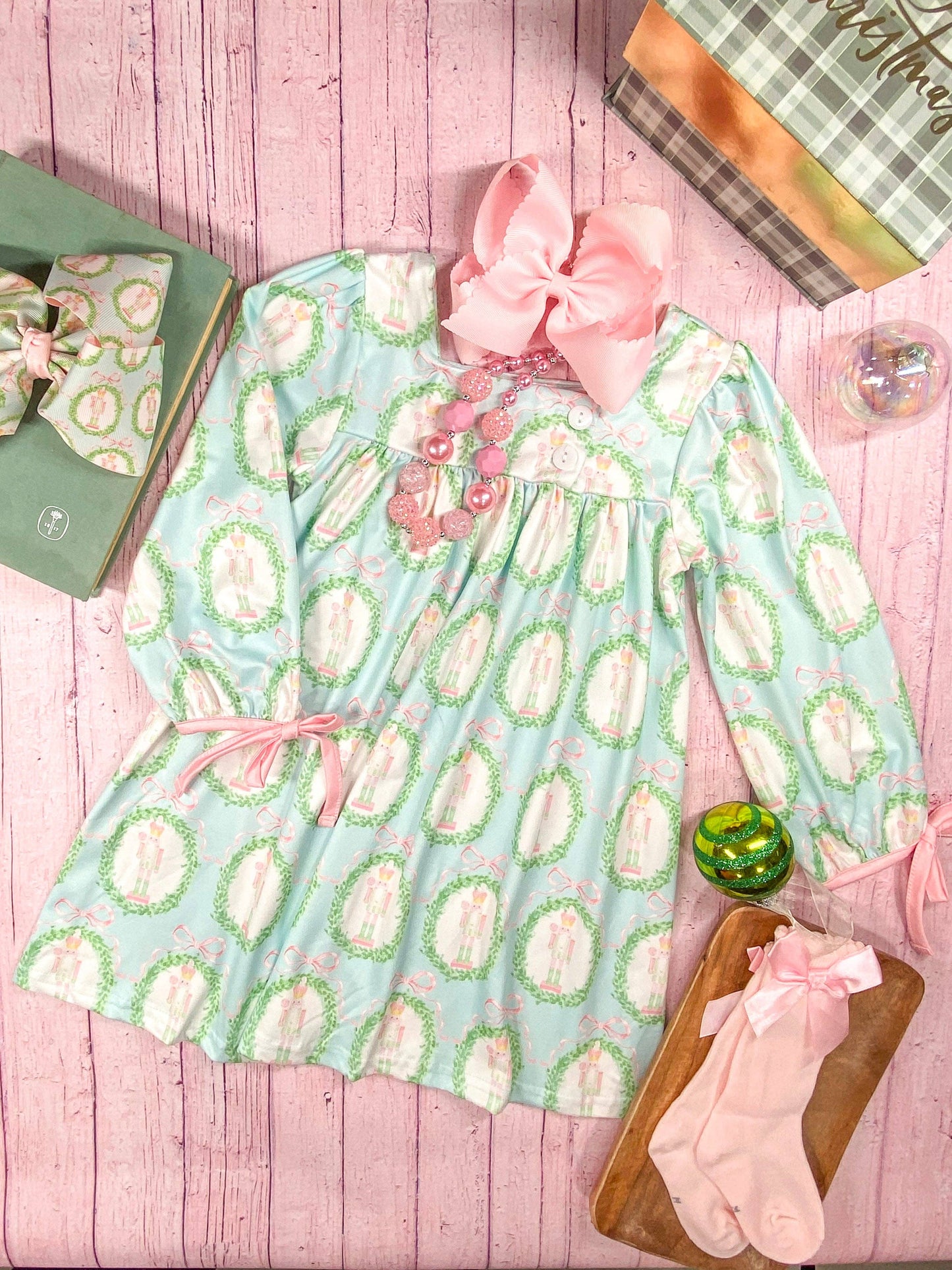 Nutcracker Tied Long Sleeve Dress