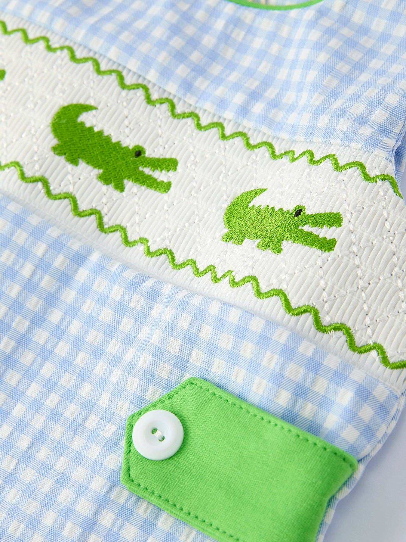 Baby Boys Crocodile Embroidered Smocked Romper