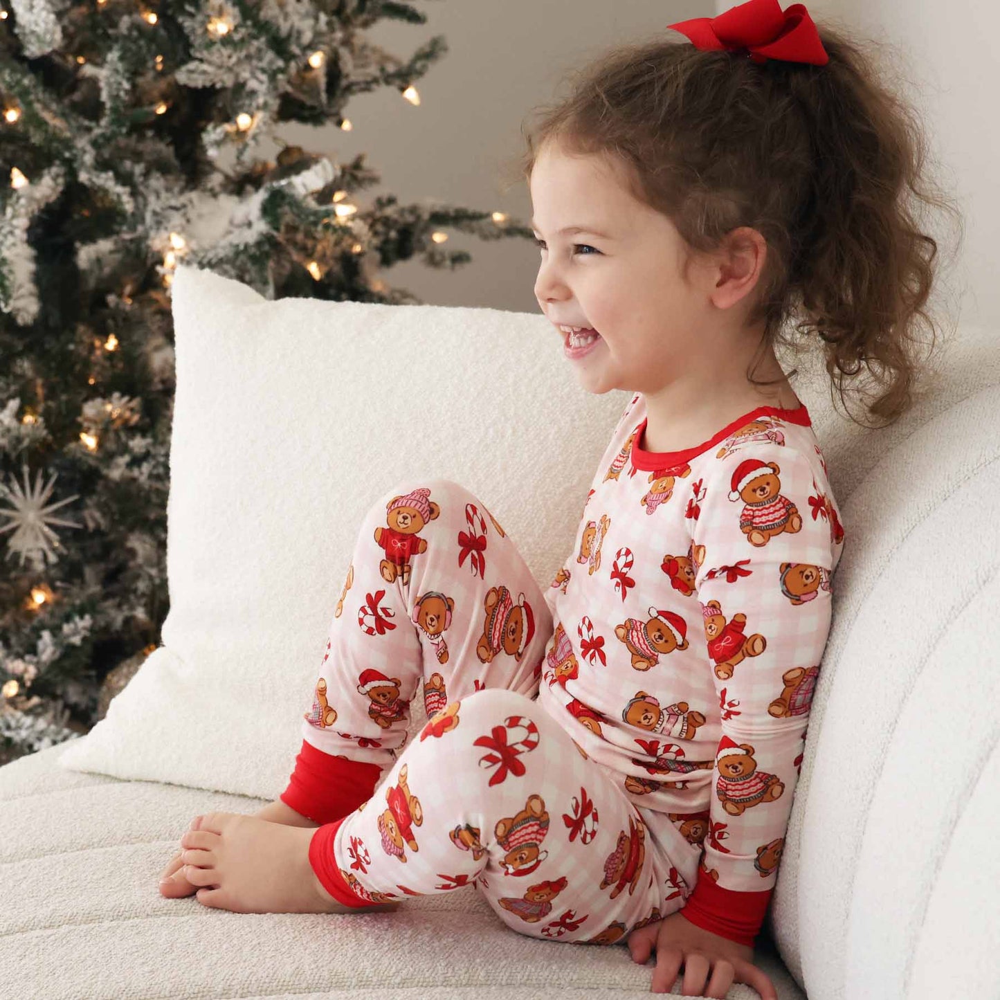 Beary Christmas Two Piece Pajama Set | Pink