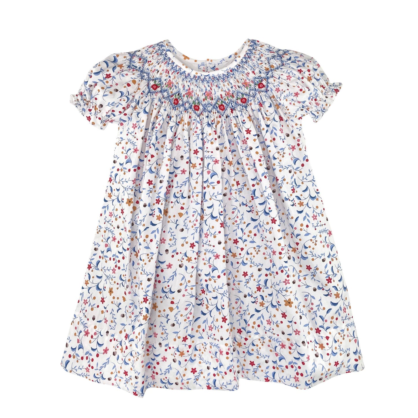 Fall Floral Dress with Hand Smocking