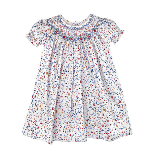 Fall Floral Dress with Hand Smocking